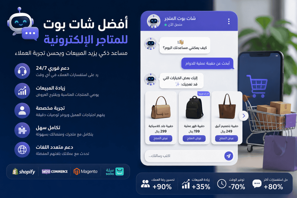 أفضل شات بوت للمتاجر الالكترونية
