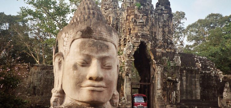 entrance of Angkor Archeological Park First temple visits in Angkor Wat
