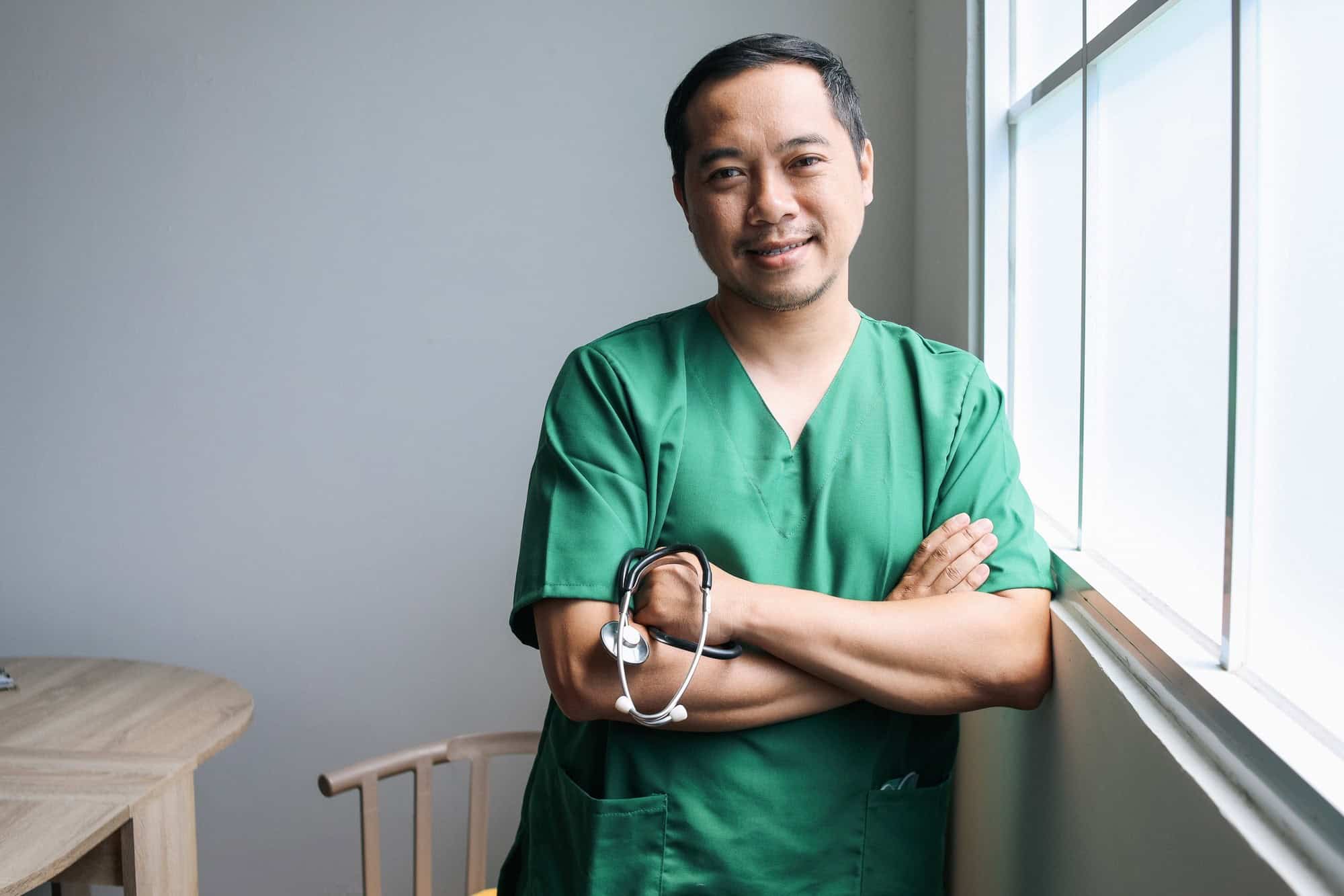 Confident Doctor in Surgery Uniform