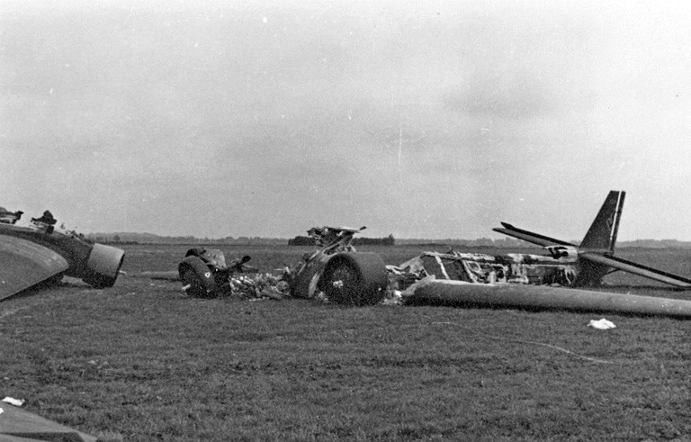 German paratroopers of the 22nd Air Landing Division land at Ockenburg airstrip near The Hague on 10 May 1940 at 04:30 AM.