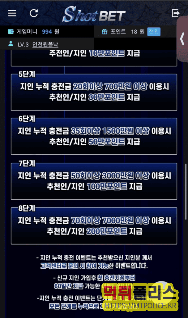 샷벳 정착이벤트 200만 원, 왜 안 줬나 4 지인 이벤트 내용