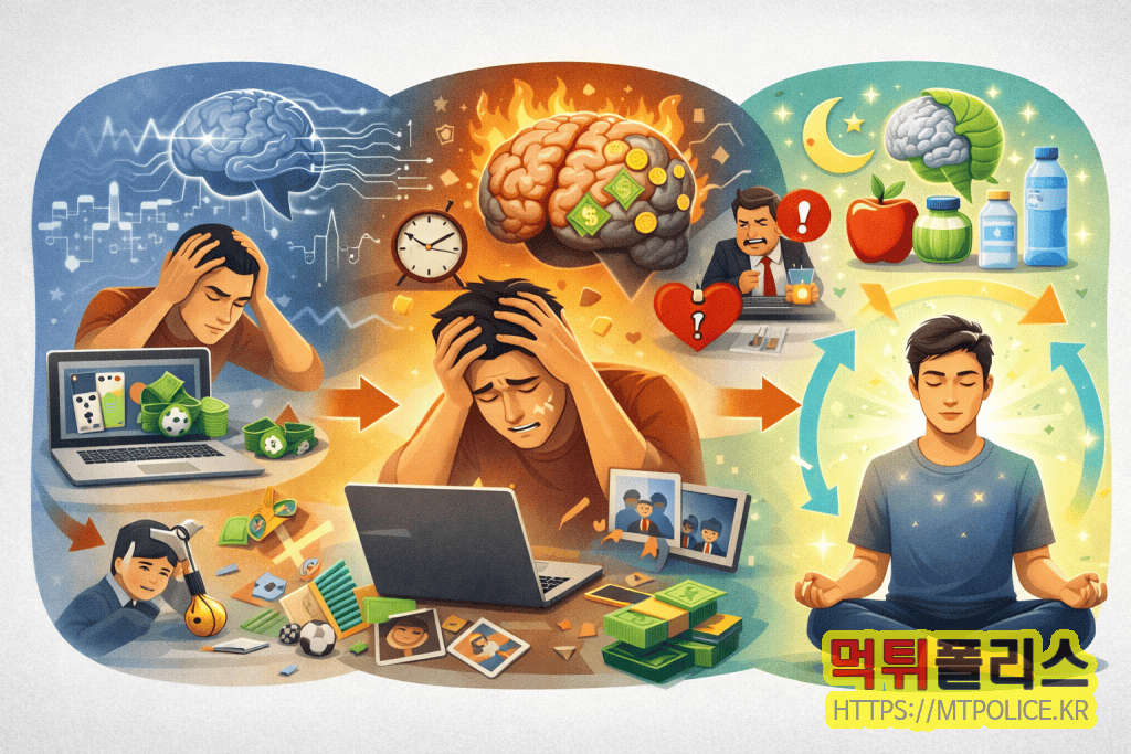 온라인 베팅과 정신 건강: 도박 스트레스가 뇌와 일상을 망가뜨리는 과정, 그리고 회복하는 법 3 온라인 베팅과 정신 건강: 도박 스트레스가 뇌와 일상을 망가뜨리는 과정, 그리고 회복하는 법