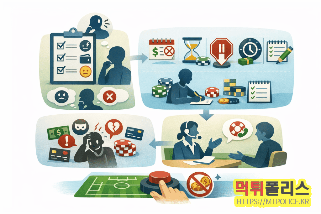 토토사이트 과몰입 방지법: 베팅 전 반드시 거쳐야 할 자가진단과 행동규칙 3 토토사이트 과몰입 방지법에 대한 인포그래픽