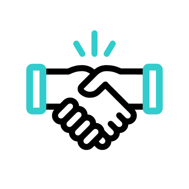 Handshake icon representing partnership or agreement.