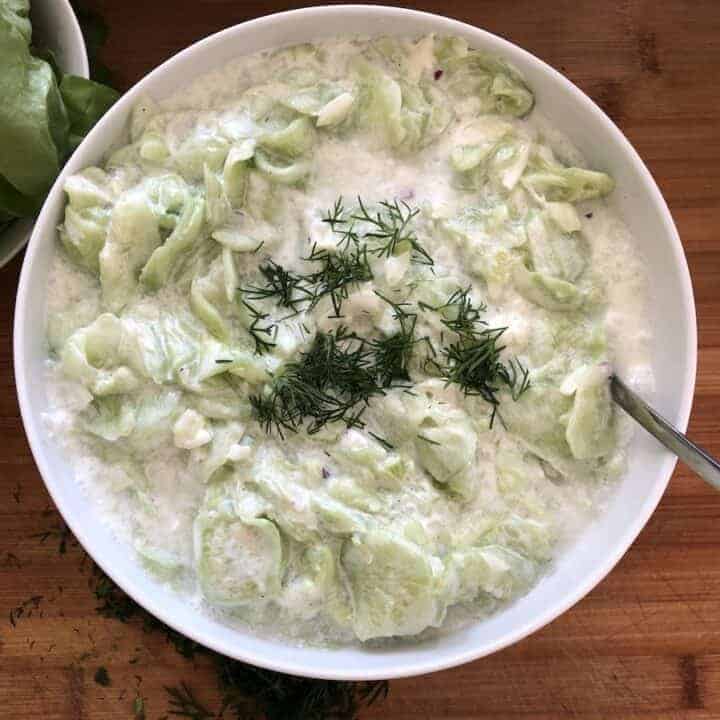 Polish Mizeria cucumber salad.