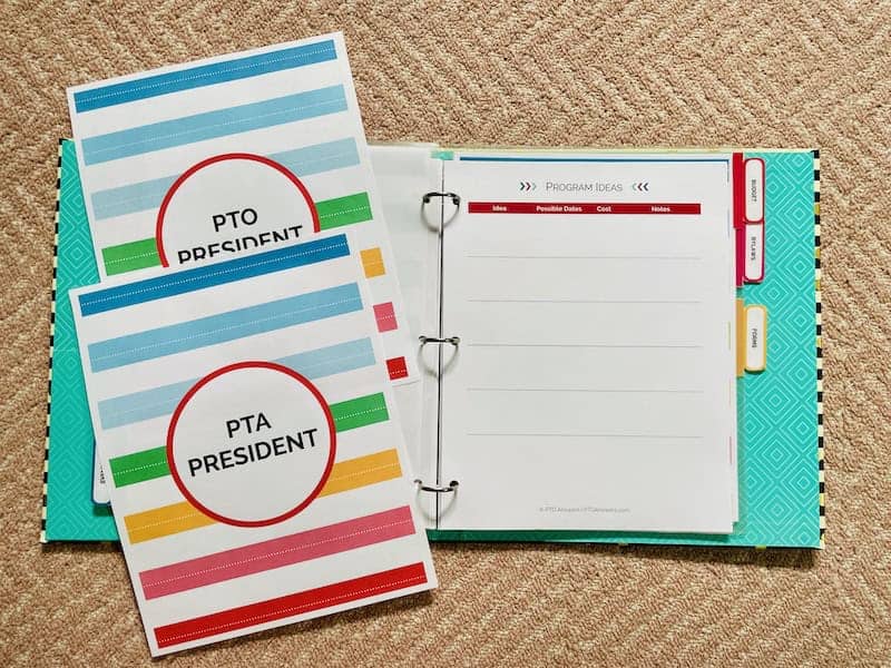 The Best PTO President Planner You're Not Using 1 colorful planner pages in 3 ring binder pto president planner opened to the middle of the planner