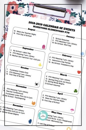 9 PTO President Mistakes to Avoid 1 PTO calendar template to publicize PTO family events and fundraisers. Plan out your entire year to work towards your PTA's goals for a successful year! #ptoanswers #pto #pta #template