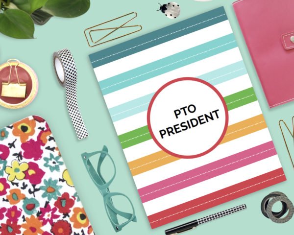 Printable PTO President's Success Kit on colorful desktop