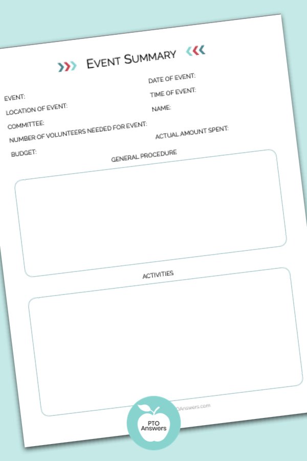 Smooth PTO Transitions: End-of-Year Checklist for Outgoing PTO Volunteers 1 printable pto event summary page