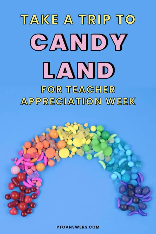 rainbow of candies on blue background