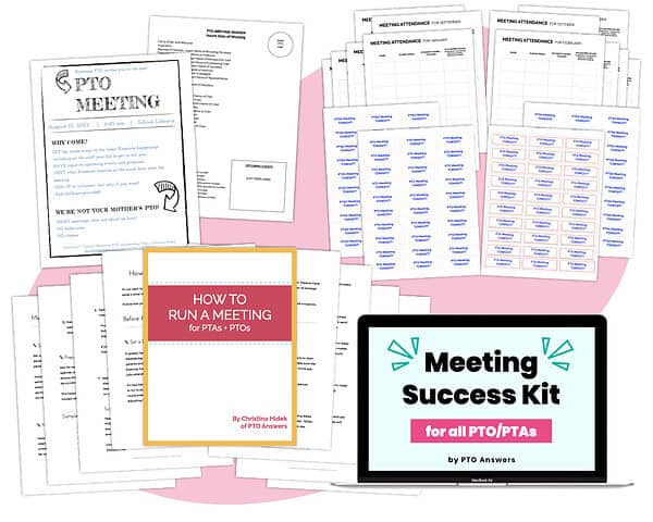 colorful pto president resource atop pink shape