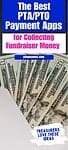 'the best pta/pto payment apps for collecting fundraiser money' atop money fanned out in envelope