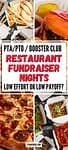 'pta / pto / booster club restauraint fundraisers nights low effort or low payoff' atop images of take out foods