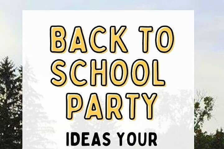 'back to school party: ideas your pta/pto needs' fatop families gathered on a school playground at a pto back to school party
