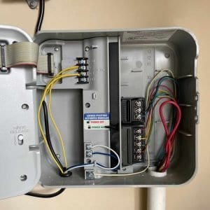hunter sprinkler controller installed in spring
