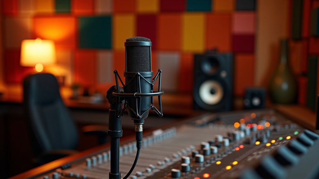 Microphone in studio for voice recording