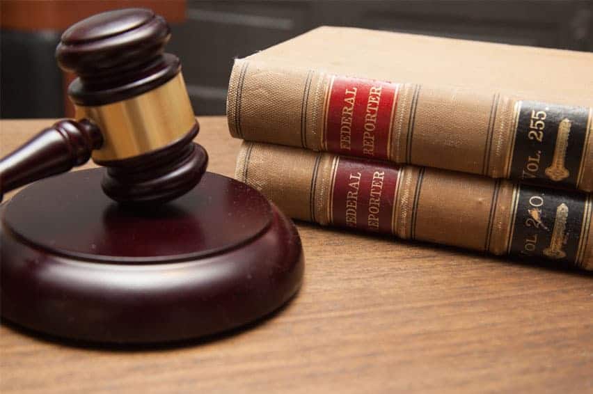 Gavel with Federal Reporter books