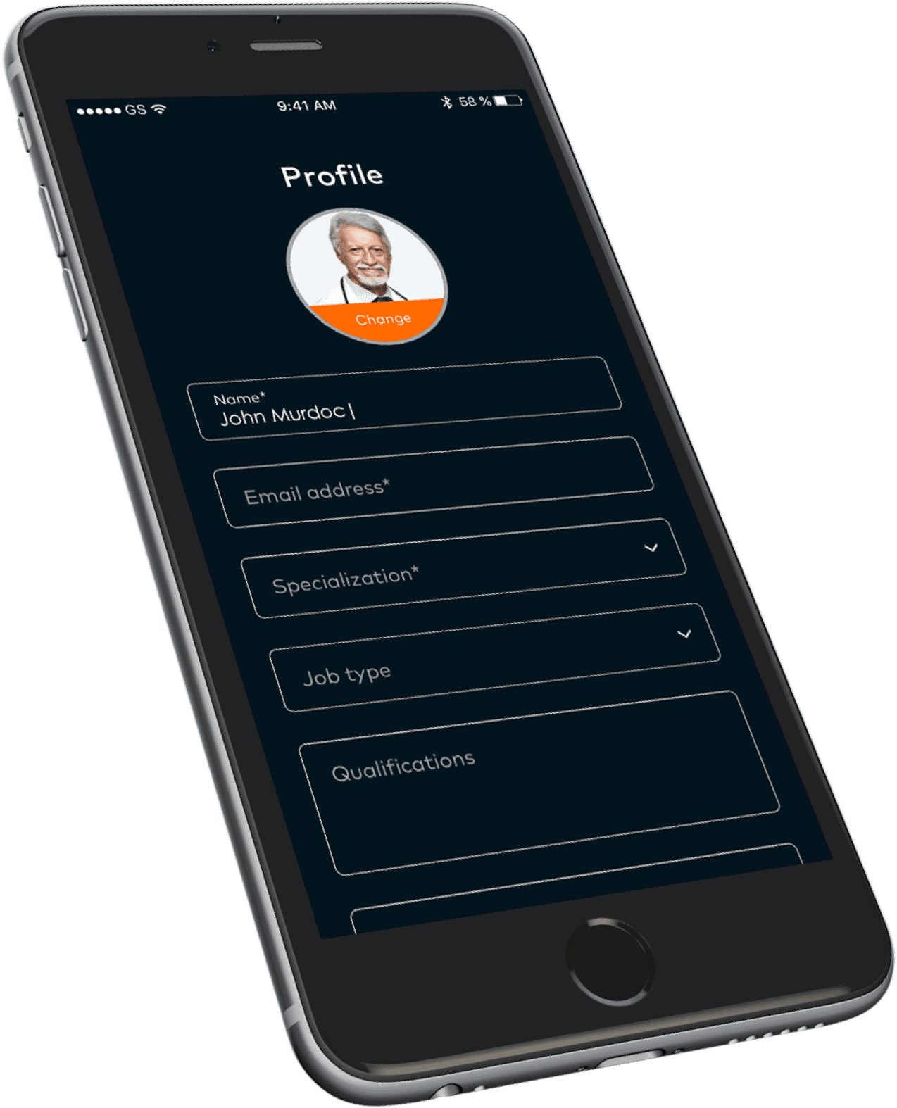 Example of a physician profile on Athena Health app shown on a mobile device