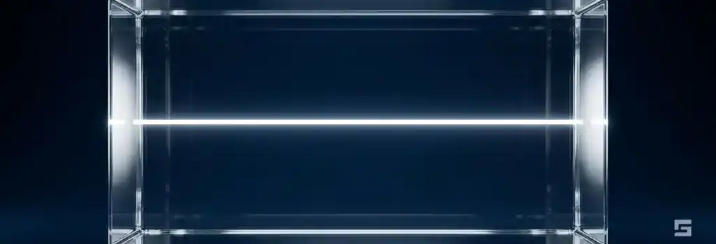 A heavy clear glass rectangular block intersected by a glowing line on a navy background, representing federal trucking regulations. Truck accident litigation by Grano Law Offices, P.C.