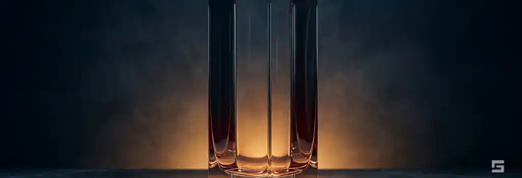 Abstract clear glass resembling melting ice with a warm amber glow on a slate gray background, representing winter slip and fall claims. Premises liability insights from Grano Law Offices, P.C.