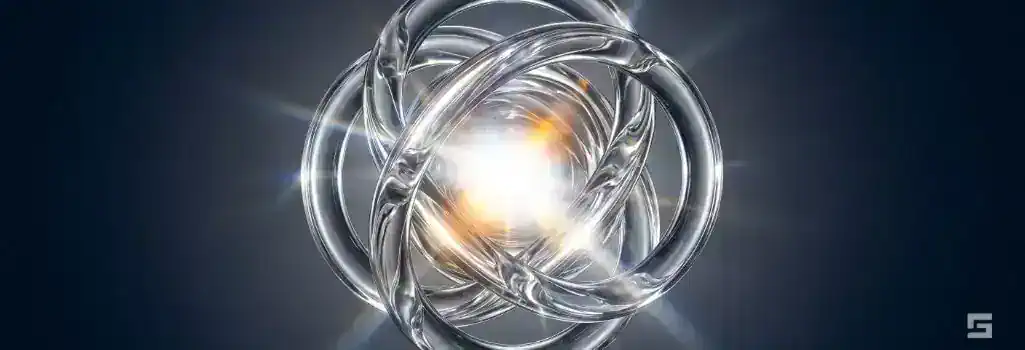 Intersecting clear glass rings glowing with white and amber light against a dark slate background, representing the closed and secretive proceedings of a New Mexico grand jury. High-stakes criminal defense by Grano Law Offices, P.C.