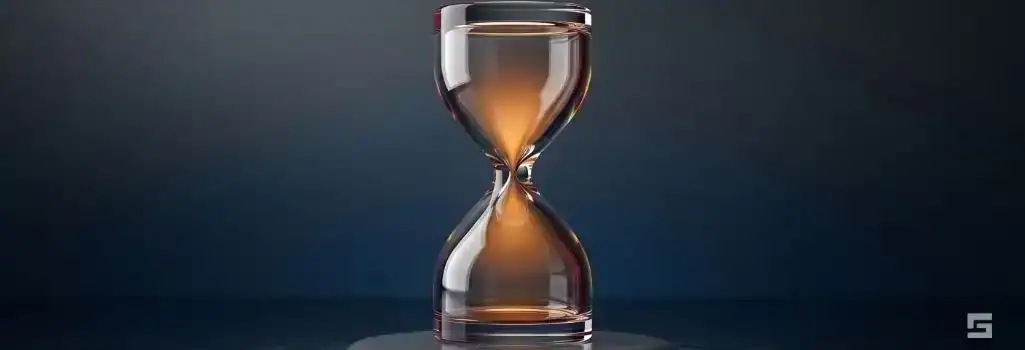 A clear glass hourglass illuminated by a warm amber light over calm water ripples, representing the personal injury statute of limitations. Deadlines and strategic civil litigation guidance from Santa Fe firm Grano Law Offices, P.C.