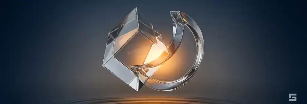 Interlocking clear glass shapes illuminated by a warm amber glow over calm water ripples, representing strategic leverage and insurance negotiations. Personal injury advocacy by Grano Law Offices, P.C.