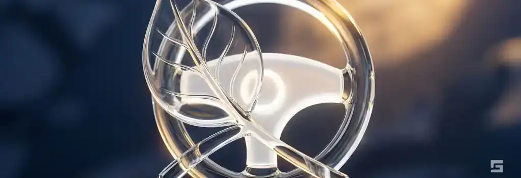 A clear glass botanical leaf and steering wheel illuminated by a warm amber glow, representing marijuana DWI laws in New Mexico. Defense resources by Grano Law Offices, P.C.