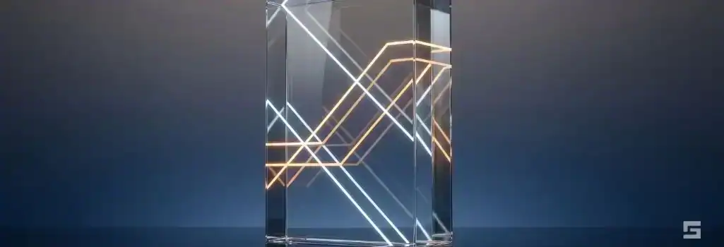 A massive clear glass block intersected by glowing amber and white regulatory lines, representing the impact of complex trucking laws on commercial accidents. High-stakes personal injury representation from Grano Law Offices, P.C.
