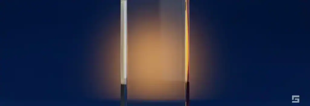 A thick clear glass barrier illuminated by a safe amber glow on a navy blue background, representing constitutional rights and search warrants. Defense guidance from Grano Law Offices, P.C.