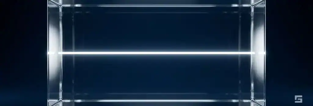 A heavy clear glass rectangular block intersected by a glowing line on a navy background, representing federal trucking regulations. Truck accident litigation by Grano Law Offices, P.C.
