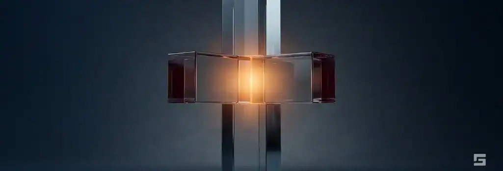 Two intersecting clear glass pillars sharing a comforting amber glow against a charcoal background, representing enduring family connections and loss of consortium. Wrongful death litigation by Grano Law Offices, P.C.