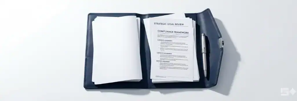 A structured navy blue portfolio with organized legal documents and a silver pen, representing legal strategy and preparation for what to do after a car accident in New Mexico.