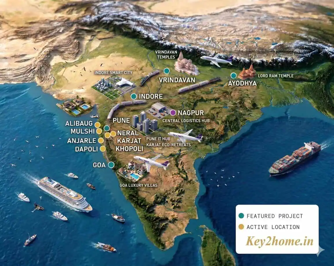 Key2Home.in project locations across India