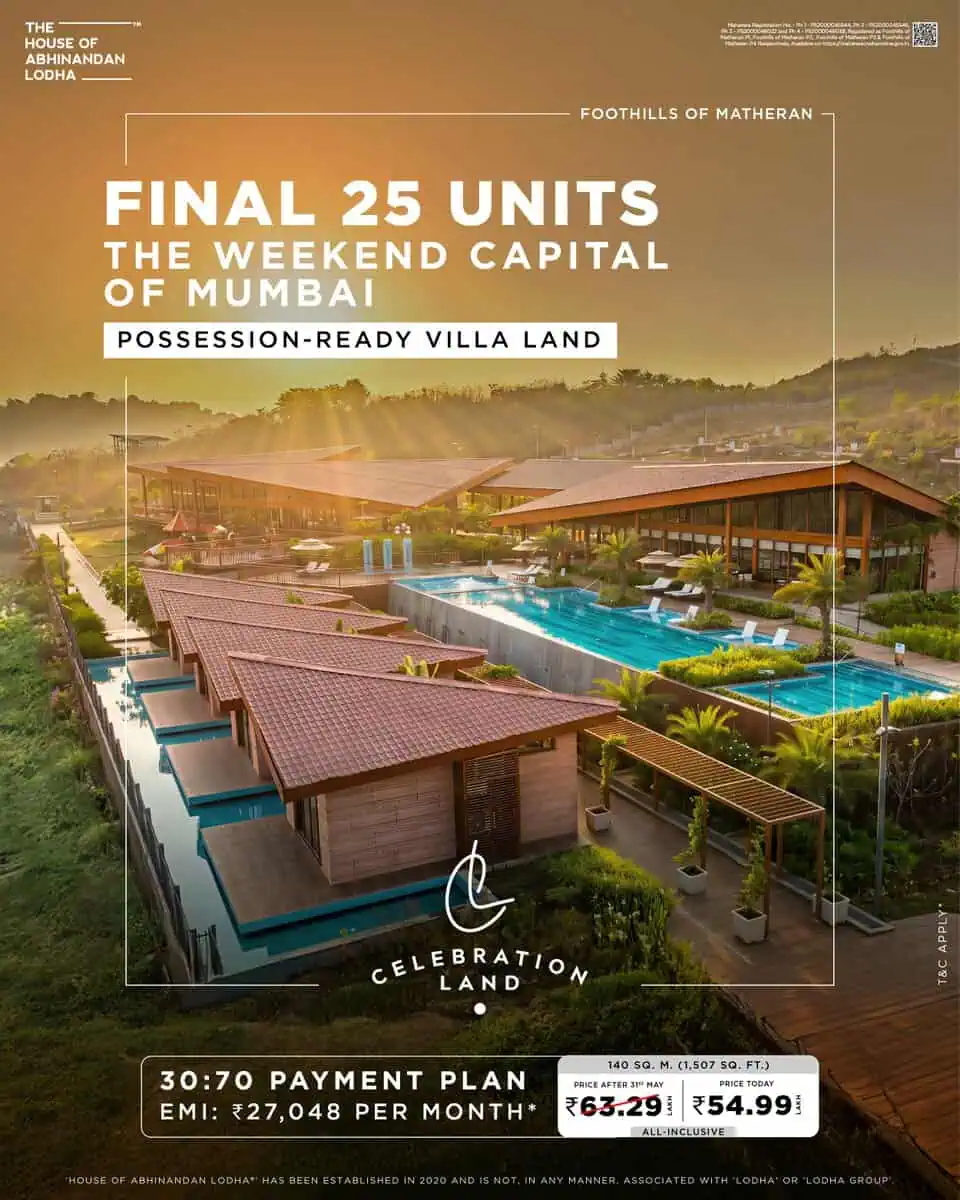 Celebration Land Neral HOABL clubhouse and twin pools aerial near Matheran
