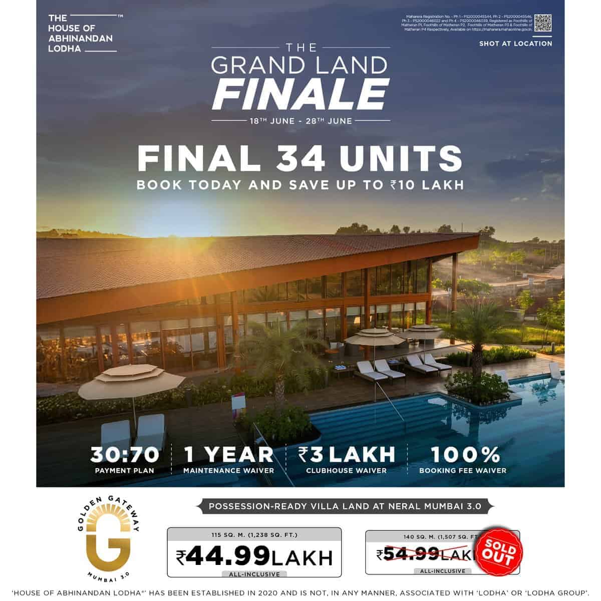 Celebration Land Neral HOABL clubhouse and twin pools aerial near Matheran