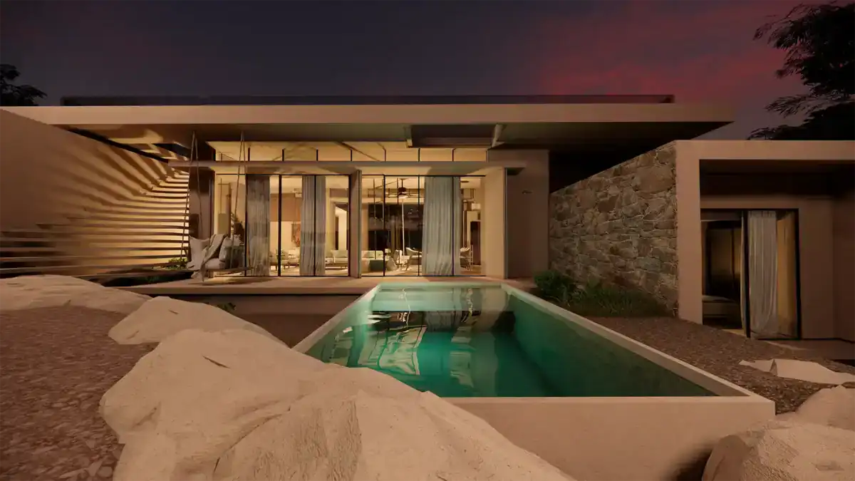 Designer villa interiors included in construction package near Pune