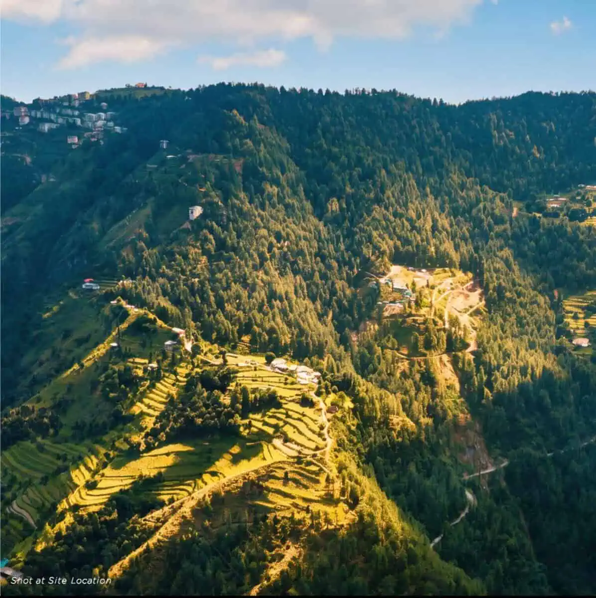 Green season aerial of The Ridge Mashobra site