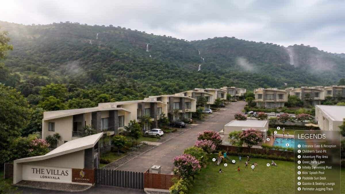 Sukhwani The Villas Lonavala gated community 4.5 BHK luxury villas aerial view