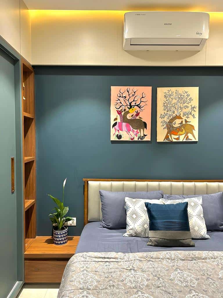 Air-conditioned third bedroom in Mount Unique Residence Baner Pune furnished flat