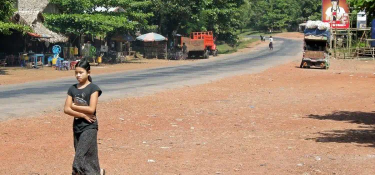 nearly desolated border town in Myanmar Bus trip to Bago by detour