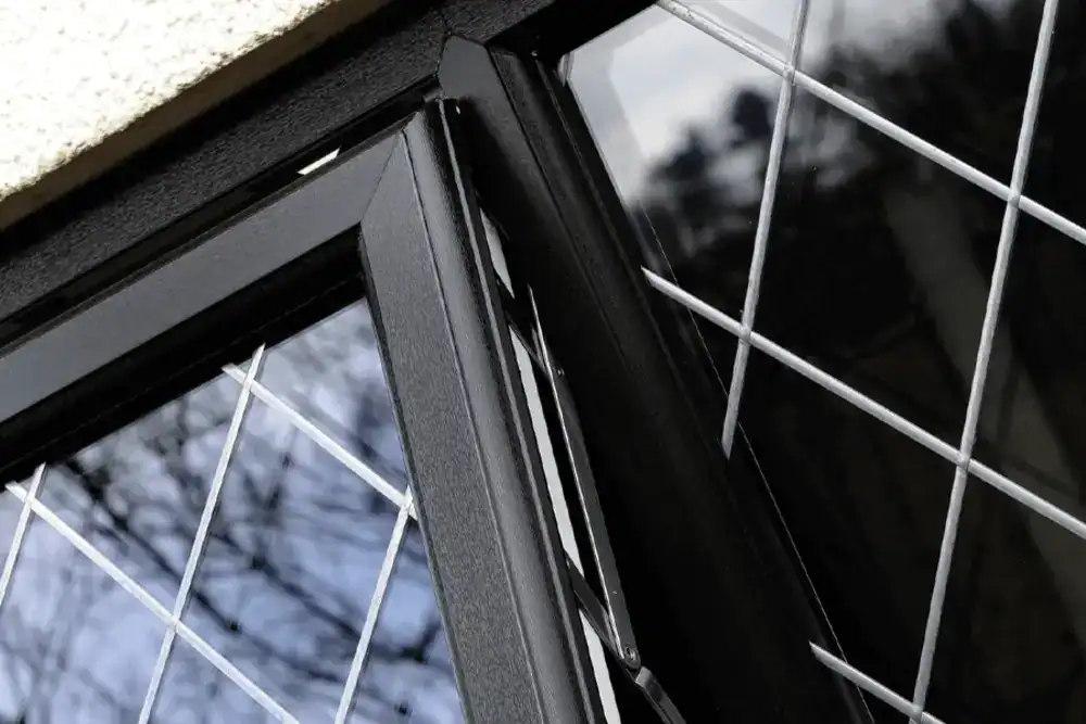 close shot of black casement window