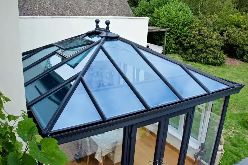 glass roof at conservatory