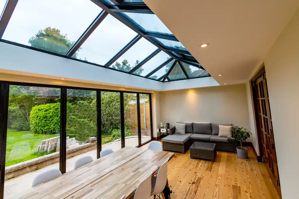 modern glass roof conservatory
