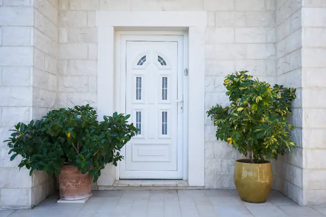 white coloured upvc front door