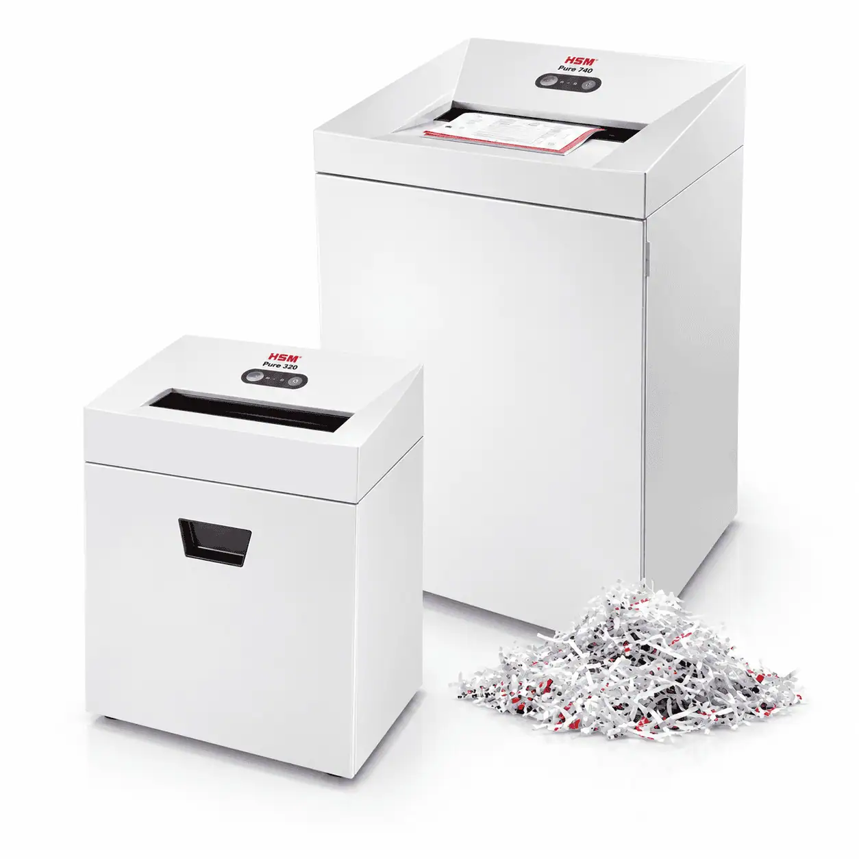 HSM professional paper shredders with shredded paper
