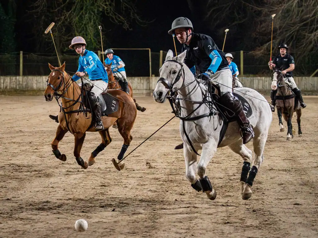 Maurice Ormerod competing in the Fireside Polo Corporate event at Druids Lodge Polo Club