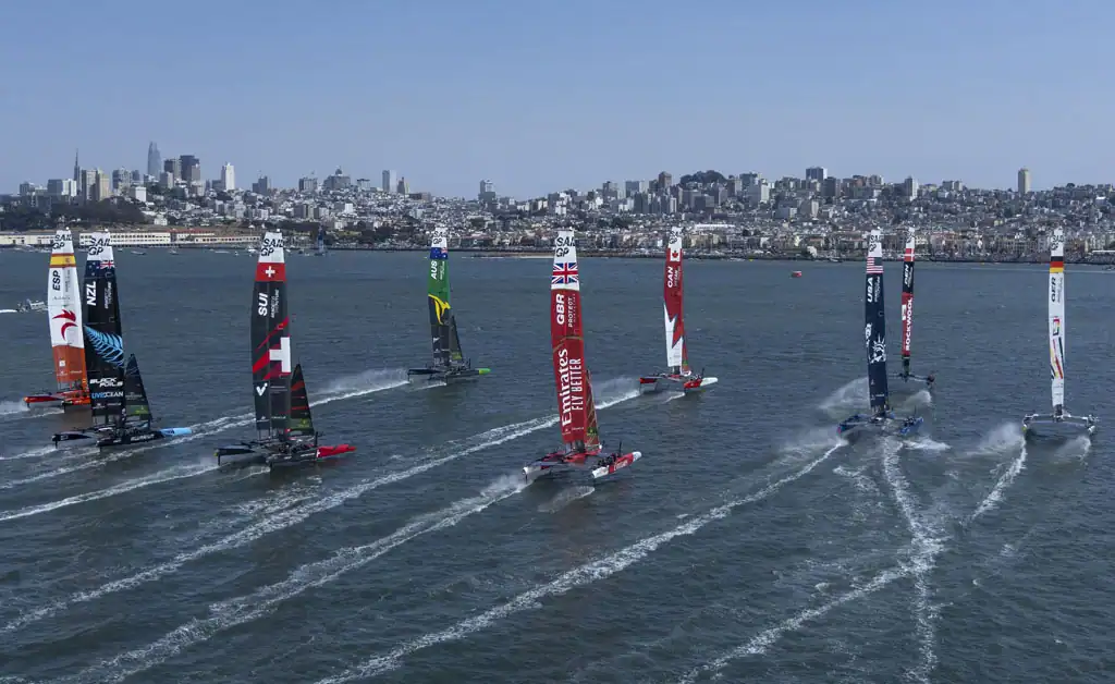 SailGP fleet battling it out on the race course