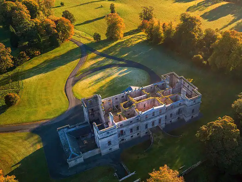 aerial view of Old Penicuik House/ ruins 