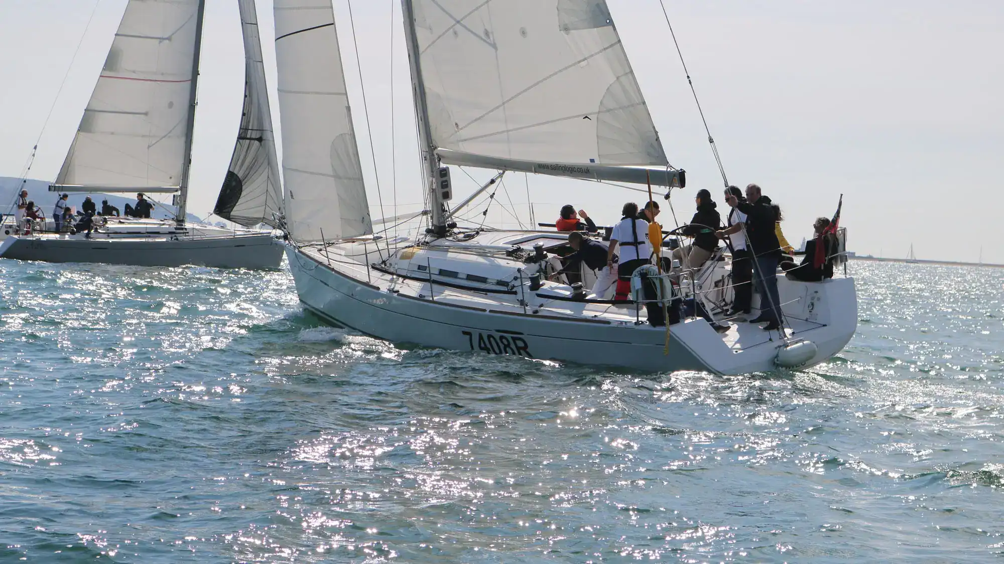 Sunshine and Sailing for a team building sailing race event on the Solent